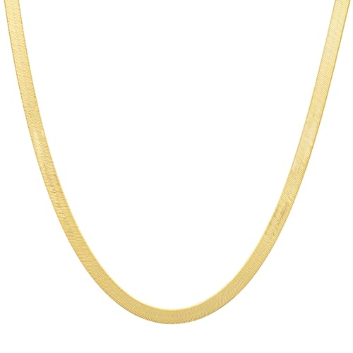 Floreo 14k Yellow Gold 4.5mm Solid Herringbone Chain Necklace 20 Inch