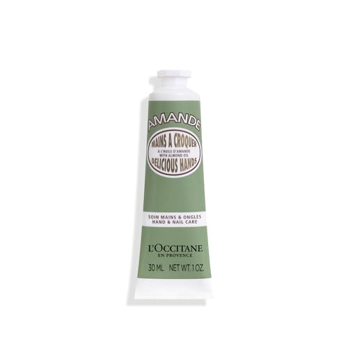 L'OCCITANE Almond Delicious Hand & Nail Cream: Soften hands & Cuticles with Irresistible Almond Scent, Moisturizing, Infused With Almond Oil, 24-hour hydration*, 1 Oz