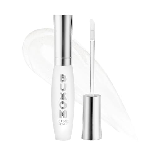 Buxom Plump Shot Peptide Lip Serum - Lip Plumper Gloss for Women with Peptides, Hyaluronic Acid & Glycerin - Volumizing Makeup for Fuller, Smoother Pout - Clear (0.14 oz)