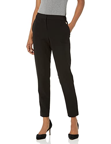 Tommy Hilfiger Womens Sloane Work Pants, Mid-Rise Elastic Waist Dress for Suit, Black, 10 US