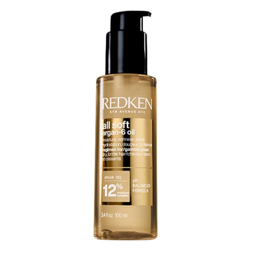 Redken All Soft Argan-6 Hair Oil – For Softness & Shine, 3.4 Fl Oz