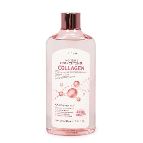 Esfolio Moisture Collagen Essence Toner 13.52 Fl Oz, Hydrating Facial Toner with Hydrolyzed Collagen, Hyaluronic Acid and Niacinamide, Daily Korean Skincare for Smooth, Refreshed Looking Skin