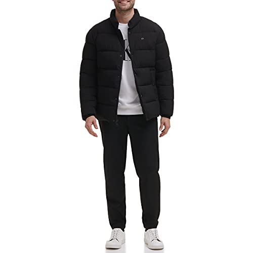 Calvin Klein Men's Snap Front Puffer Jacket, Ebony, Small
