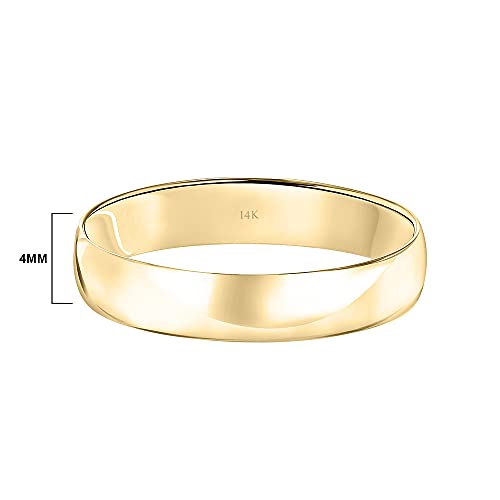 Brilliant Expressions 4MM Solid Gold Men's Wedding Band - Lightweight Wedding Ring for Men; 14K Yellow Gold Jewelry; Plain Mens Wedding Band; Comfortable Classic Gold Rings for Men, Size 11