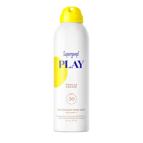 Supergoop! PLAY Antioxidant Body Mist w/Vitamin C - 6 fl oz - SPF 50 PA++++ Broad Spectrum Sunscreen - Body Spray - Great for Active Days - Vanilla Orchid