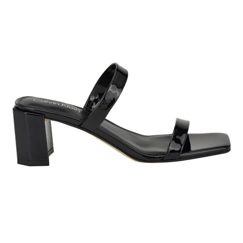 Calvin Klein Women's Kater Heeled Sandal, Black Patent 001, 8