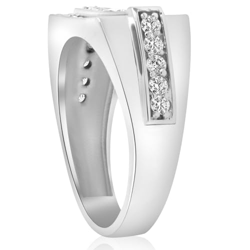 Pompeii 3/4ct Diamond Mens Wedding Ring 10k White Gold - Size 9.5