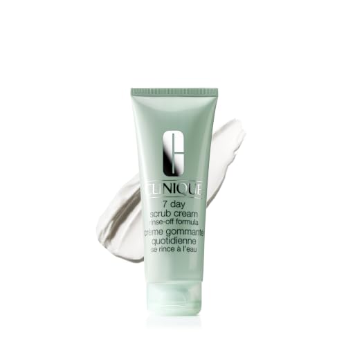 Clinique 7 Day Daily Gentle Face Exfoliator Lightweight Scrub Cream For All Skin Types | Mild Face Scrub With Silica | Exfoliating + Refining, 3.4 Fl Oz