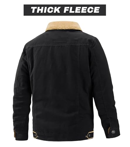 EKLENTSON Winter Coats for Men Fleece Lined Warm Sherpa Outdoor Jacket for Cold Weather, Black, XX-Large