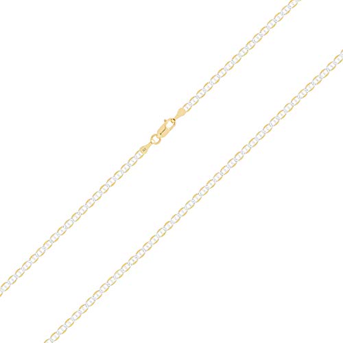 Nuragold 10k Real Yellow Gold Mariner 2.5mm Chain Anchor Link Pave Necklace - 26"
