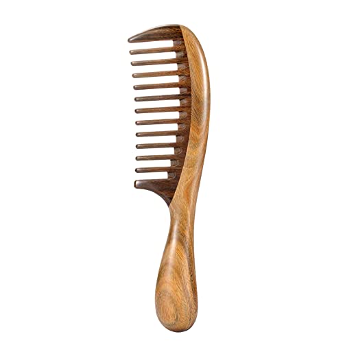 Louise Maelys Wooden Wide Tooth Hair Comb for Curly Detangling Sandalwood