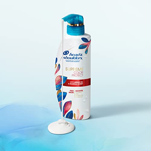 Head & Shoulders Anti-Dandruff Shampoo and Conditioner Set, Supreme Color Protect, 1% Pyrithione Zinc, Sulfate-Free, Argan Oil and Manuka Honey, 11.8 fl oz & 9.4 fl oz