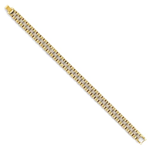 14k Yellow Gold Fancy Rolex Type CZ Bracelet - 8.5"