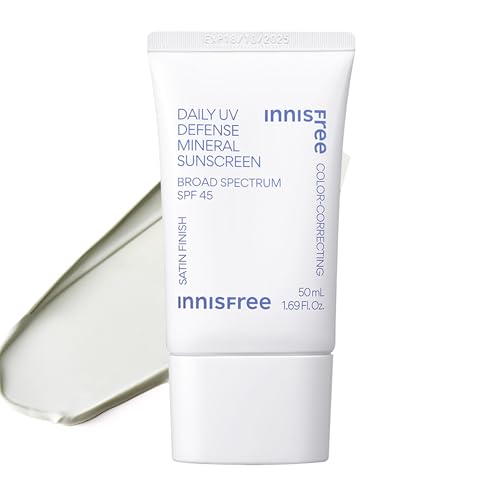 innisfree Daily Mineral UV Defense SPF 45 | Tinted Korean Sunscreen with Zinc Oxide for Redness | Gentle, Hydrating and Lightweight | Available in 2 Pack
