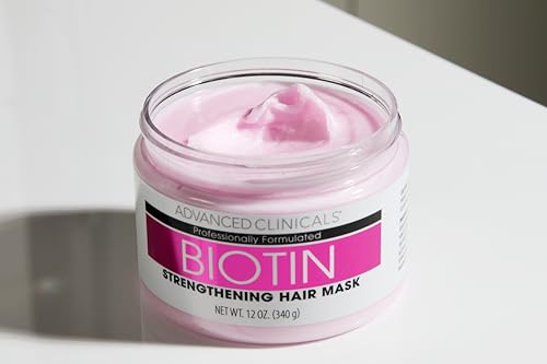 Advanced Clinicals Biotin Hair Treatment Anti-Breakage Repair Hair Mask. Strengthen Broken, Color-Treated Hair W/Repairing Deep Conditioner Manuka Honey & Caffeine, Hydrating Mask Restores Weak Hair