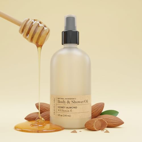 Olivia Care Honey Almond Body & Shower Oil with Vitamin E – Nourishing Moisturizing Oil, 8 fl oz