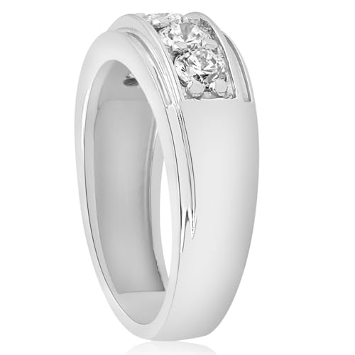 Pompeii 1 ct Mens Diamond Five Stone Wedding Ring 10k White Gold - Size 9