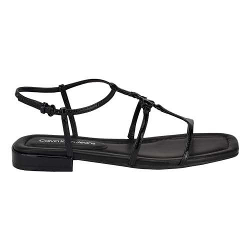 Calvin Klein Women's Sindy Sandal, Black Patent 001, 9