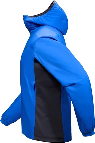 Arc'teryx Atom Hoody Men's | Lightweight Insulated Jacket for Men with Hood | Moisture and Wind Resistance | Fluidity/Black Sapphire, Large
