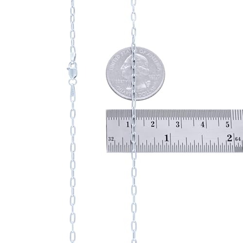 Nuragold 14k Real White Gold Paperclip 2mm Elongated Cable Link Necklace (16"-24") Dainty Italian Jewelry for Men & Women - 18"