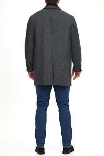 Dockers Men's Henry Wool Blend Top Coat (Regular and Big & Tall Sizes) , Charcoal Herringbone, X-Large