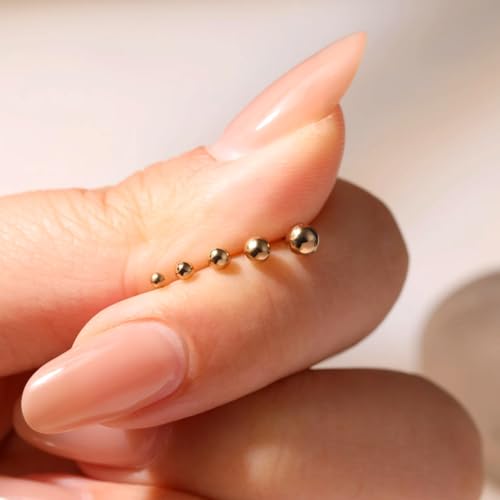 10K Yellow Gold Ball Stud Earrings, 4mm