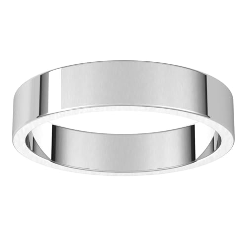 Sonia Jewels Solid 14k White Gold 4mm Flat Wedding Band Ring Mens Heavy Thick Classic Plain Traditional - Size 10