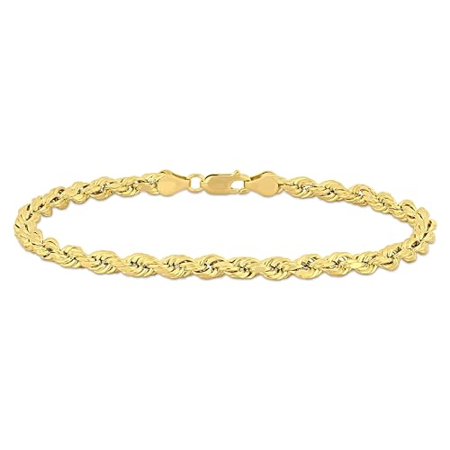 Abbie+Cleo 10K Real Gold Rope Chain Bracelet for Men and Women - Cadena de Oro para Hombres y Mujeres - (10k - 5mm - 9 Inch)