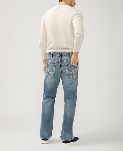 Silver Jeans Co. Men's Zac Relaxed Fit Straight Leg Jeans, Light Indigo, 36W x 30L