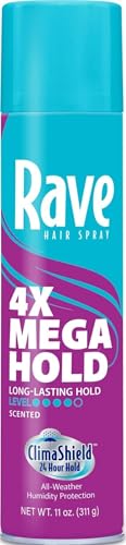 Rave 4X Mega Long-Lasting Firm Hold Scented Hair Spray for Heat Protection, Volume and Shine - ClimaShield for Extra Humidity & Minimizes Frizz