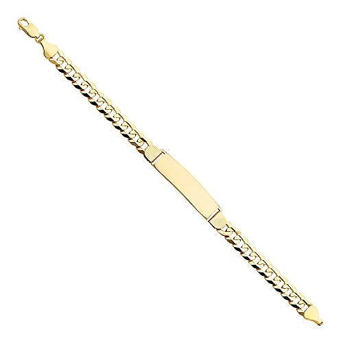14k REAL Yellow Gold Men's Cuban ID Bracelet - 8.5"