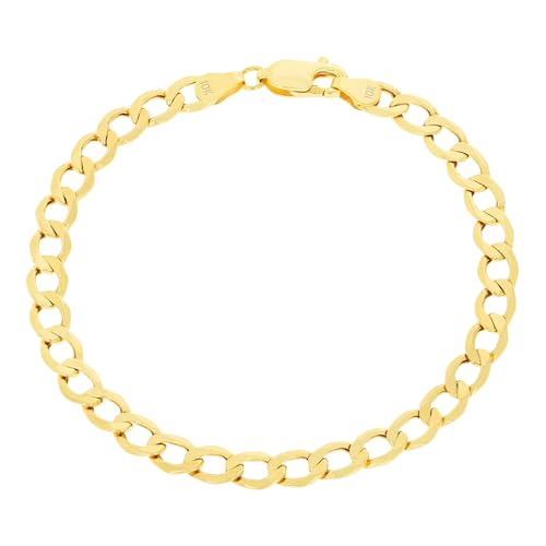 Nuragold 10k Real Yellow Gold Cuban Curb Link 5.5mm Chain Bracelet (7"-9") - 8"