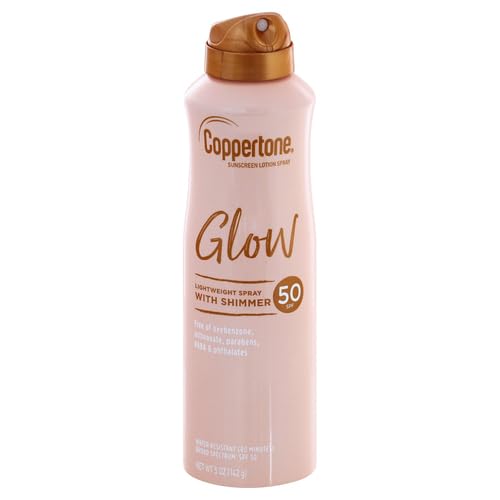 Coppertone Glow Shimmering Sunscreen Spray SPF 50, 5 OZ