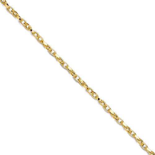 14k Yellow Gold Hollow Flat Tube Oval Rolo Bracelet - 7.5"