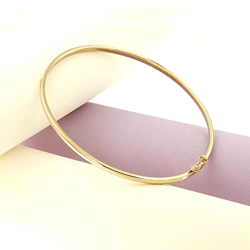 forme di Lucchetta 14k Real Gold Bangle Bracelet for Women, 7 Inch