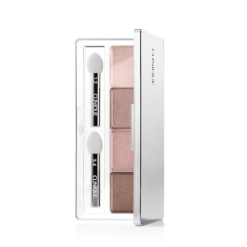 Clinique All About Shadow Eye Shadow Quad | Long Lasting, Crease + Fade Resistant + Safe For Sensitive Eyes, Pink Chocolate, 0.11 Ounce