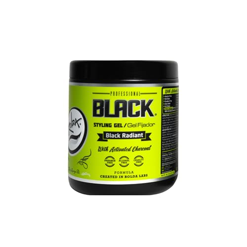 Rolda Black Styling Hair Gel - Medium To Strong Hold With Medium Shine For a Wet Slicked Back Look With All Day Hold - Activated Black Charcoal Covers Grey Hair Instantly 35.2oz