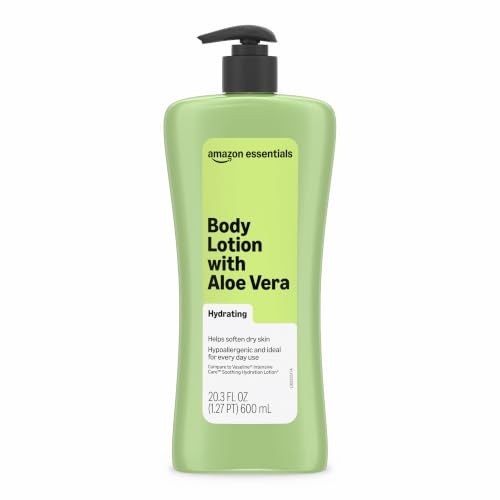 Amazon Essentials Hydrating Body Lotion with Aloe Vera, Hypoallergenic Formula for Daily Use, 20.3 Fl Oz