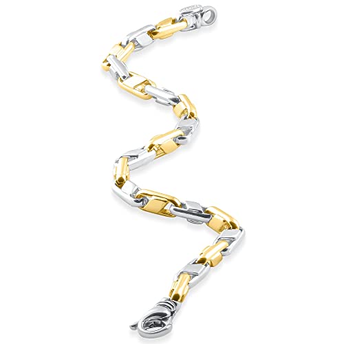 P3 POMPEII3 Pompeii Mens Solid 14k Yellow Gold 22 grams Designed Link 5mm Heavy Masculine Bracelet 8"
