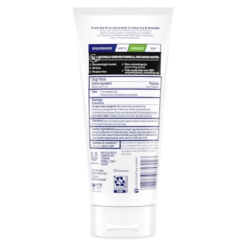 St. Ives Blackhead Clearing Face Scrub, Clears Blackheads & Unclogs Pores, Green Tea & Bamboo, Salicylic Acid Acne Treatment Facial Scrub, Moderate Exfoliator Skin Care with Natural Exfoliants 6 oz