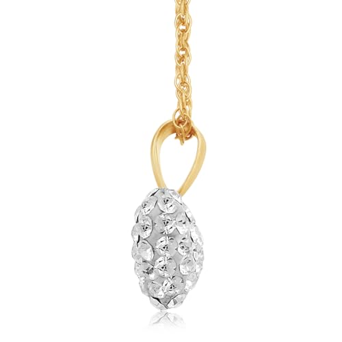 Jewelili 10K Yellow Gold Cubic Zirconia Puffed Heart Pendant Necklace