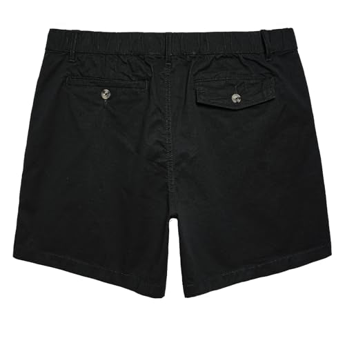 maamgic Men's Classic-fit 5.5" Cotton Casual Shorts Elastic Waistband with Multi-Pocket Daily Wear Walking Summer Outfit Black 34