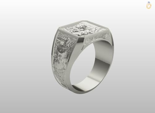 SilkenSaga Gothic Nature Inspire Deer Antler & Wolf Hunter Ring 14K Gold Plated Unique Wild Animal Head Biker Rider Nature Inspire Hunter Ring 925 Sterling Silver Handmade Animal Jewelry Gift