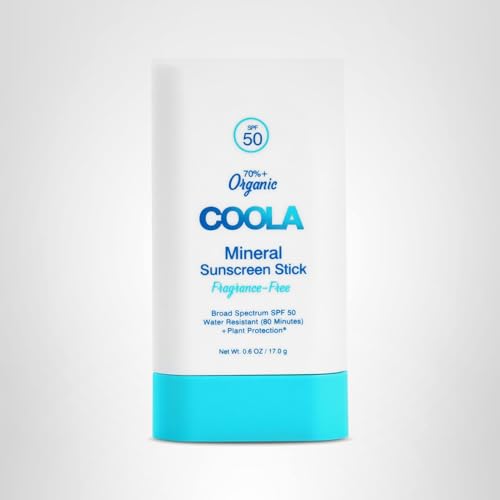 COOLA Mineral Sunscreen Stick SPF 50, Face & Body, Fragrance Free, 0.6 oz