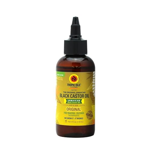 Tropic Isle Living Jamaican Black Castor Oil | Rich in Vitamin E, Omega Fatty Acids & Minerals | For Hair Growth Oil, Skin Conditioning, Eyebrows & Eyelashes, Scalp and Nail Care (PET) (4oz)