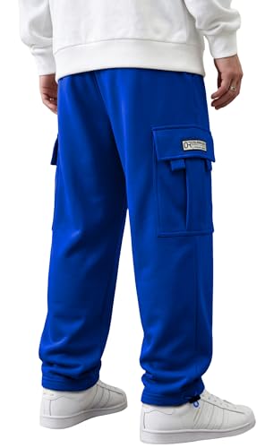 HUNGSON Mens Cargo Sweatpants Drawstring Casual Hiking Pants Joggers Athletic Trousers Cotton Loose Straight Pants for Men