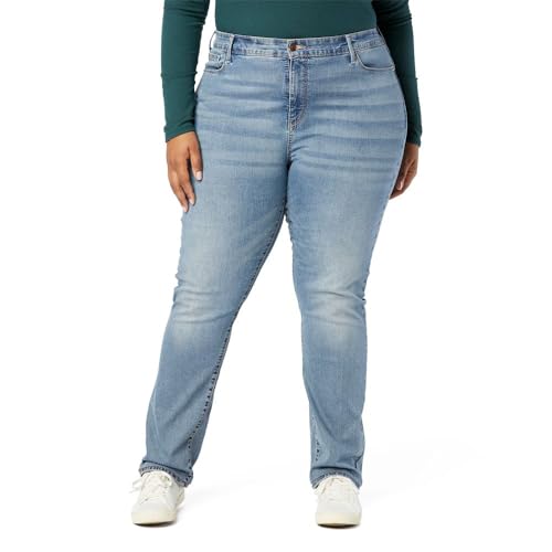 Signature by Levi Strauss & Co. Gold Women's Curvy Totally Shaping Straight Jeans, Blue Ice (New), 18 Medium