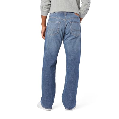 Levi Strauss Signature Gold Men's Relaxed Fit Flex Jeans, Hazy Horizon-Stretch Waistband, 28Wx32L