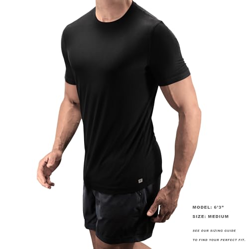 Lanky Llama (New) Aero Tee | Fit for Slim & Tall Slim Men | Lightweight Luxury Athleisure | True Black, Large Tall