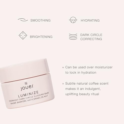 Jouer Luminize Overnight Dark Circle Slugging Balm – Fragrance Free, Caffeine Eye Cream, Overnight Eye Treatment, Brightening Eye Balm, Paraben Free, Gluten & Cruelty Free